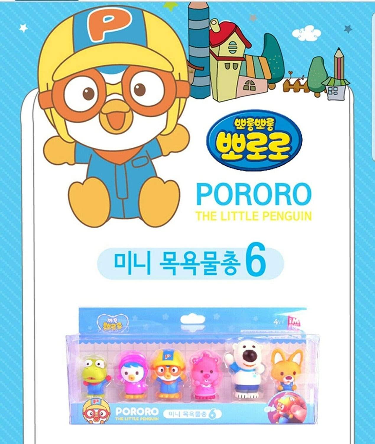 PORORO character bath toy set featuring six colorful squirting animal figures for kids water play — view 5