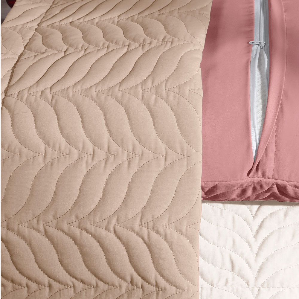 Quilted cotton pillow sham with piped edges and zipper closure for standard bed pillows. — view 2