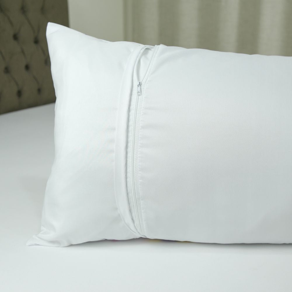 Printed microfiber body pillowcase with secure zipper closure folded neatly for modern bedroom decor styling — view 4
