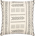 Provost throw pillow in handwoven black and cream cotton with textured bohemian and farmhouse design