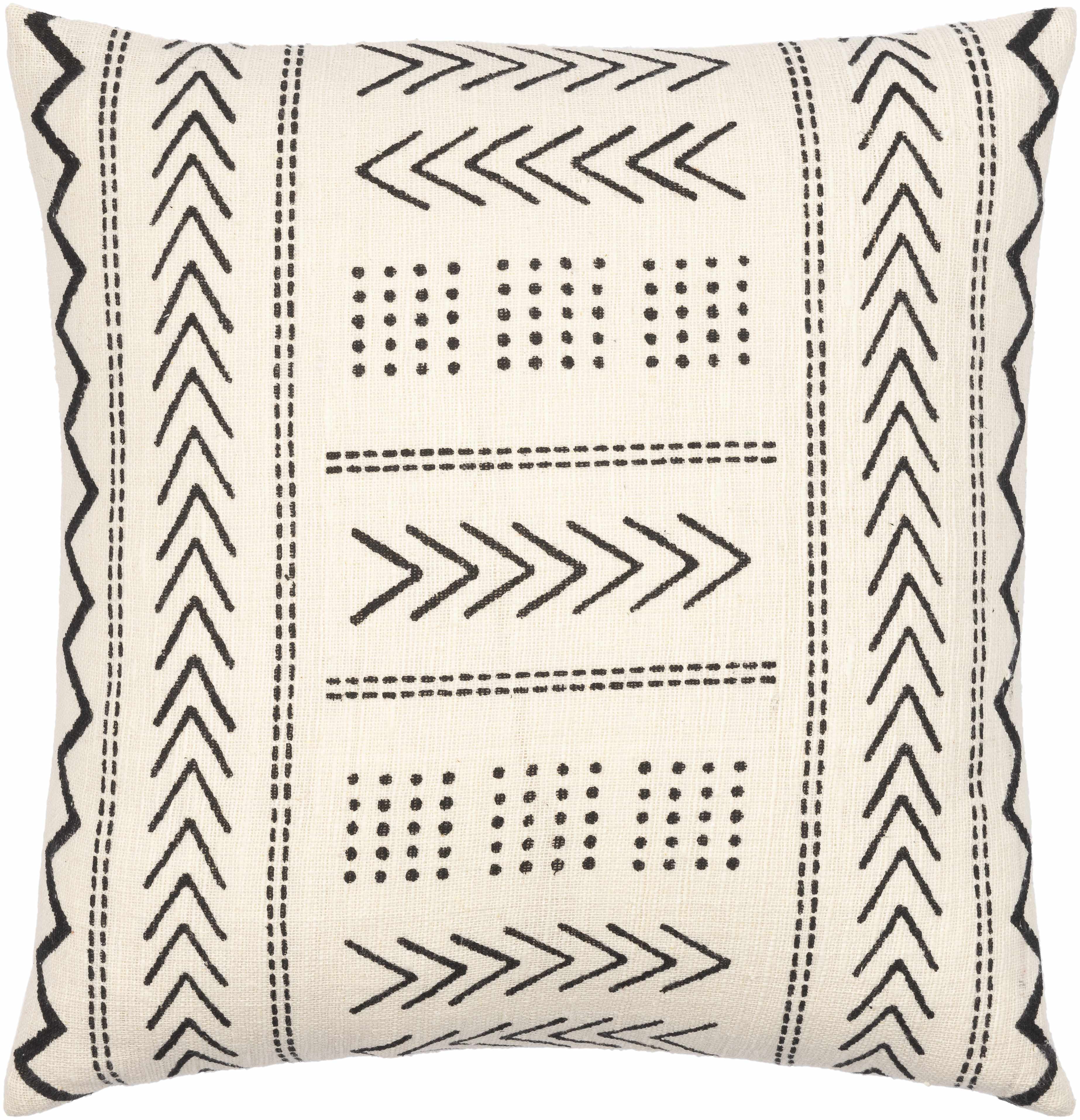 Provost throw pillow in handwoven black and cream cotton with textured bohemian and farmhouse design