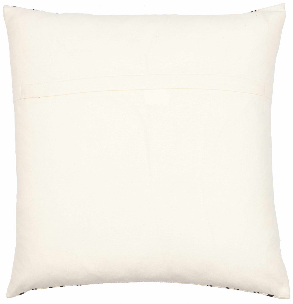 Provost throw pillow in handwoven black and cream cotton with textured bohemian and farmhouse design — view 5