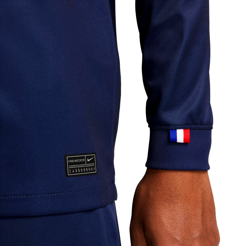 Authentic Paris Saint Germain long sleeve home soccer jersey in navy blue, white, and red — view 4