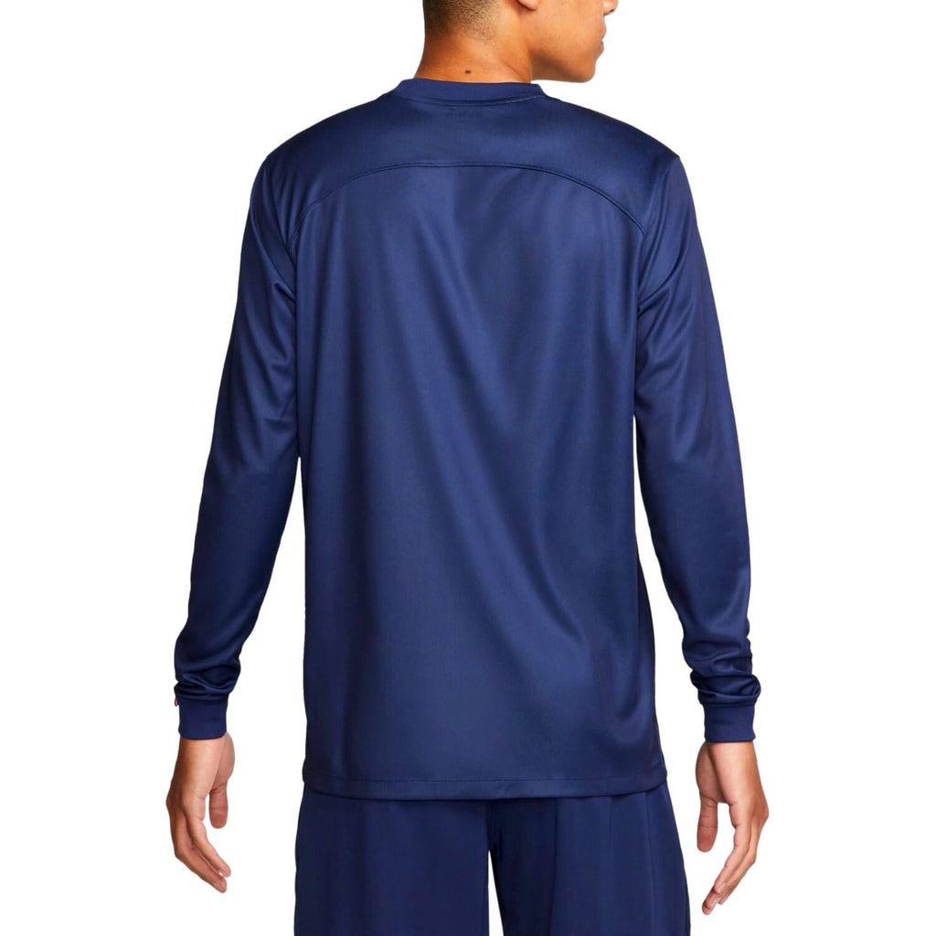 Authentic Paris Saint Germain long sleeve home soccer jersey in navy blue, white, and red — view 2