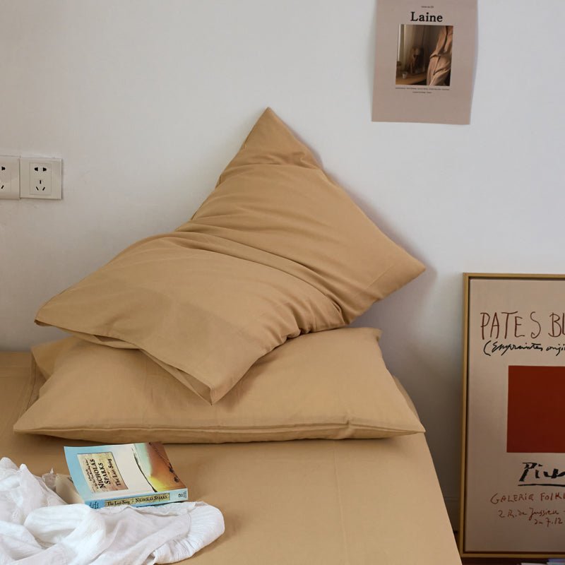 Pure cotton 2 piece pillowcase set in standard size, soft breathable fabric for adult bedding.