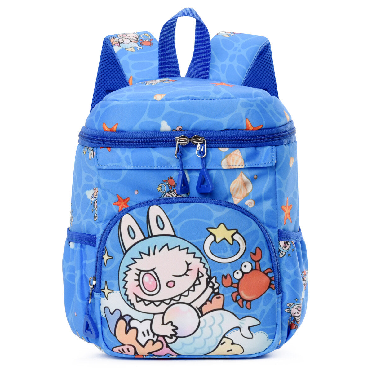 Kids backpack in bright colors featuring storybook illustrations, reflective strips, and comfortable ergonomic shoulder straps