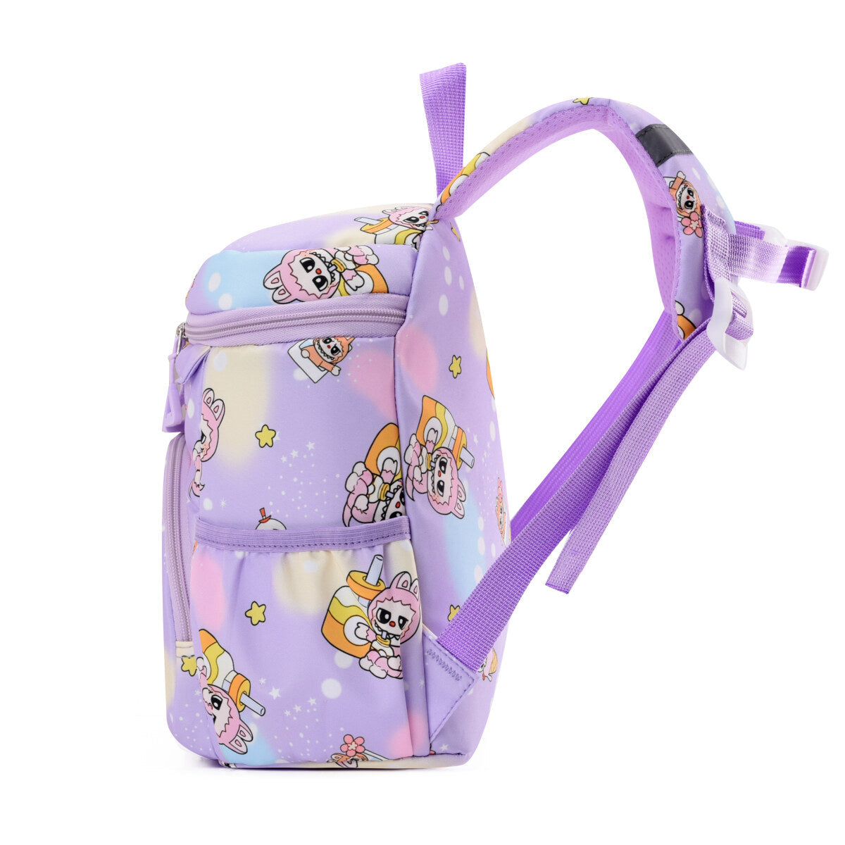 Kids backpack in bright colors featuring storybook illustrations, reflective strips, and comfortable ergonomic shoulder straps — view 3
