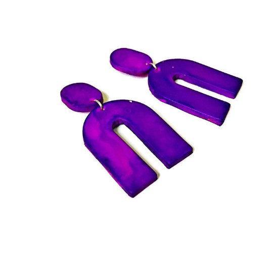 Arch Statement Earrings Handmade (Post or Clip On)- "Lucy"-6