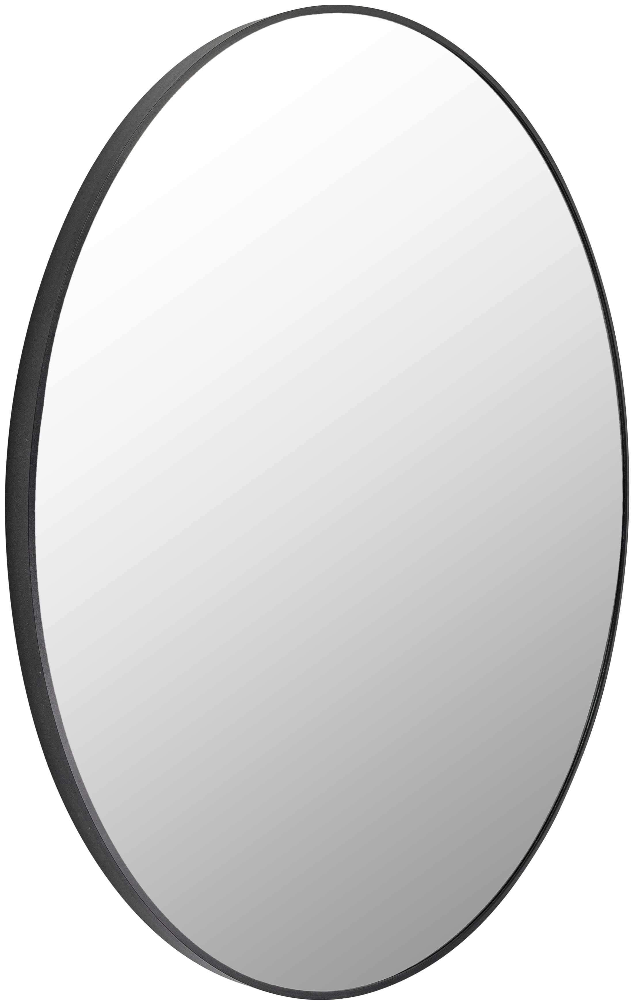 Contemporary round wall mirror with a sleek black aluminum frame, perfect for modern home interiors. — view 4