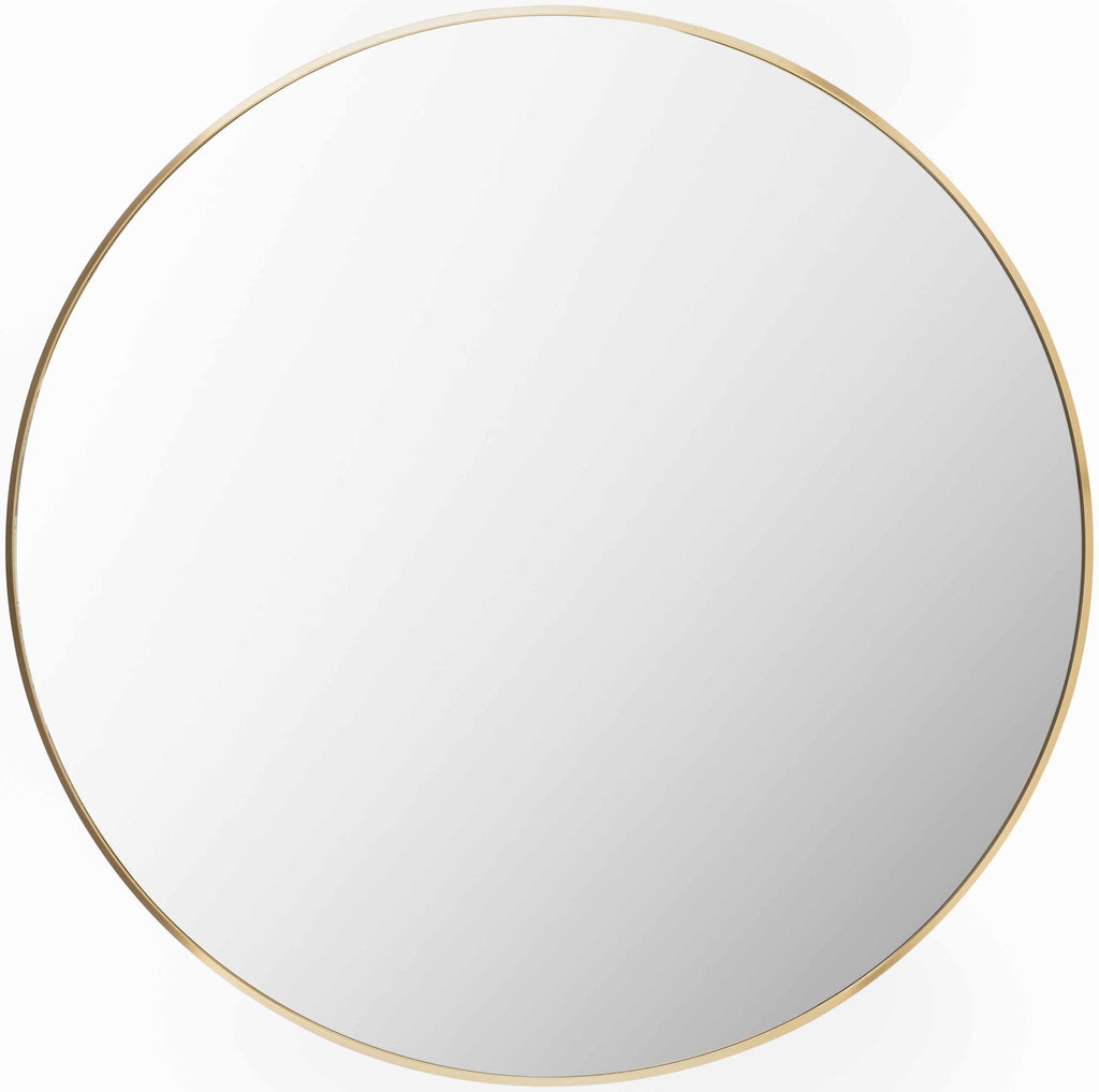 Pontalina round gold wall mirror with a contemporary aluminum frame for elegant modern home decor — view 5