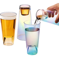 Four iridescent 2-in-1 beer pint and shot glasses crafted from high quality lead free crystal