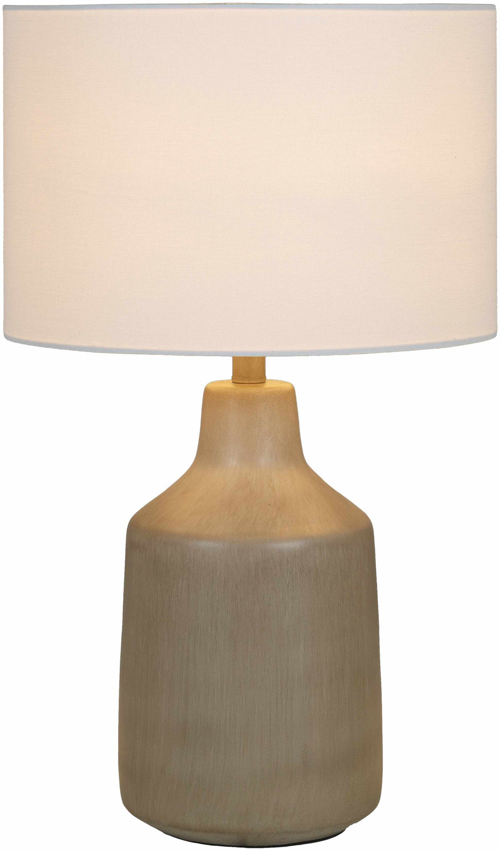 Quezon beige resin table lamp with white linen shade and elegant traditional design details — view 4