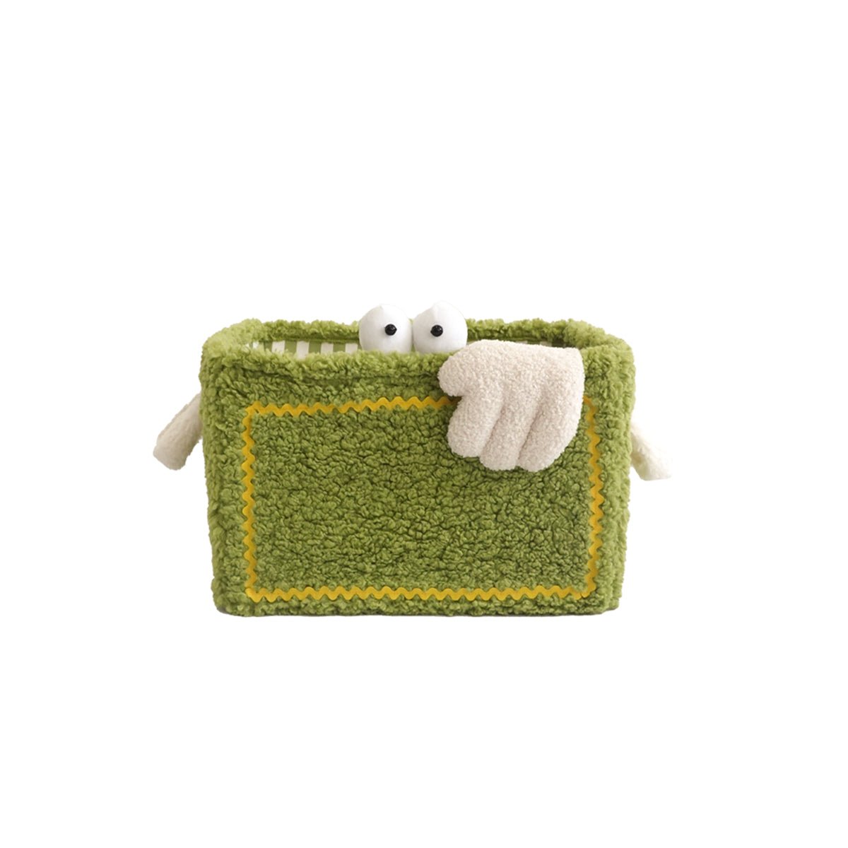 Quirky monster striped storage basket in soft velvet, perfect for organizing kids playroom toys. — view 4