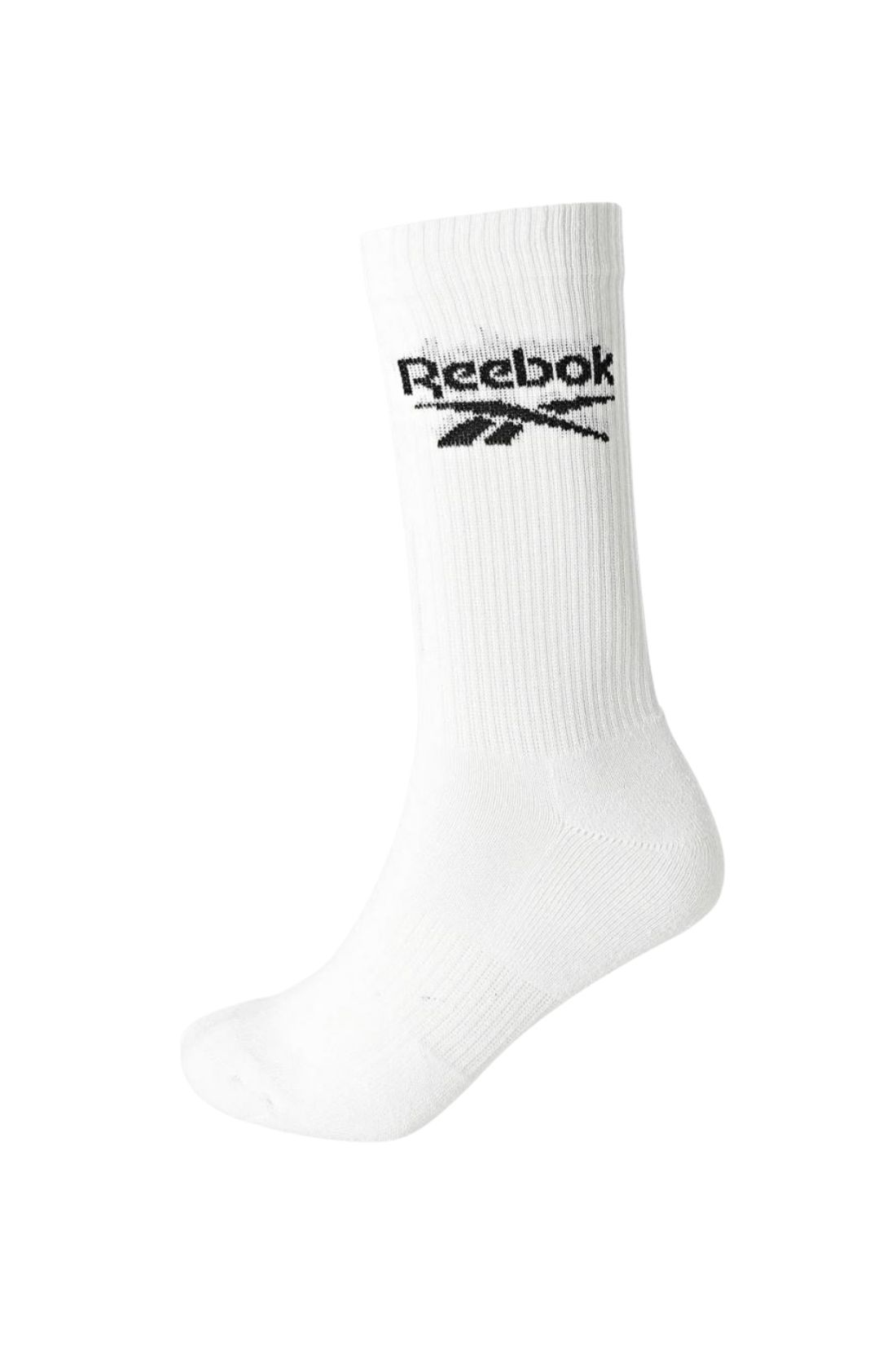 Three pack of black Reebok classic core crew socks featuring ribbed tops and brand logo details — view 18