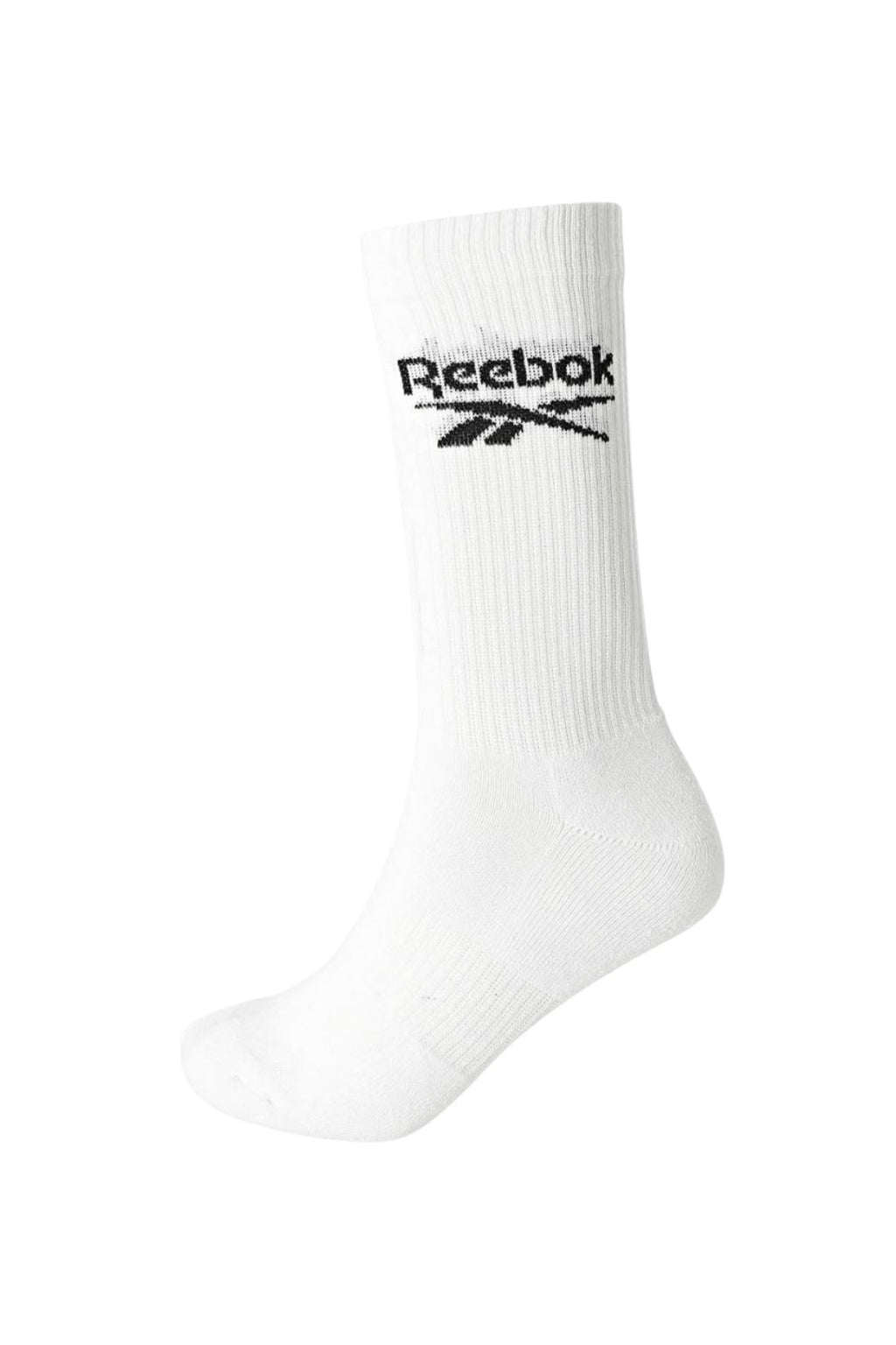 Three-pack of black Reebok classic core crew socks made from stretch cotton with ribbed tops — view 2