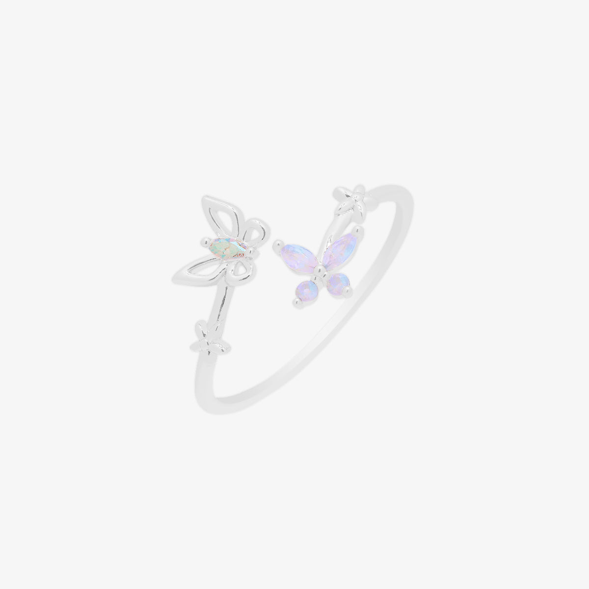 Smoky topaz moonstone butterfly ring-5