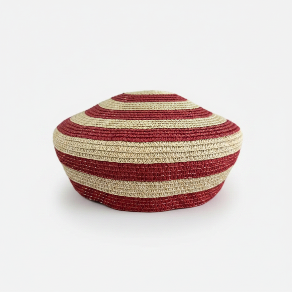 Wanderlust Striped Straw Beret-3