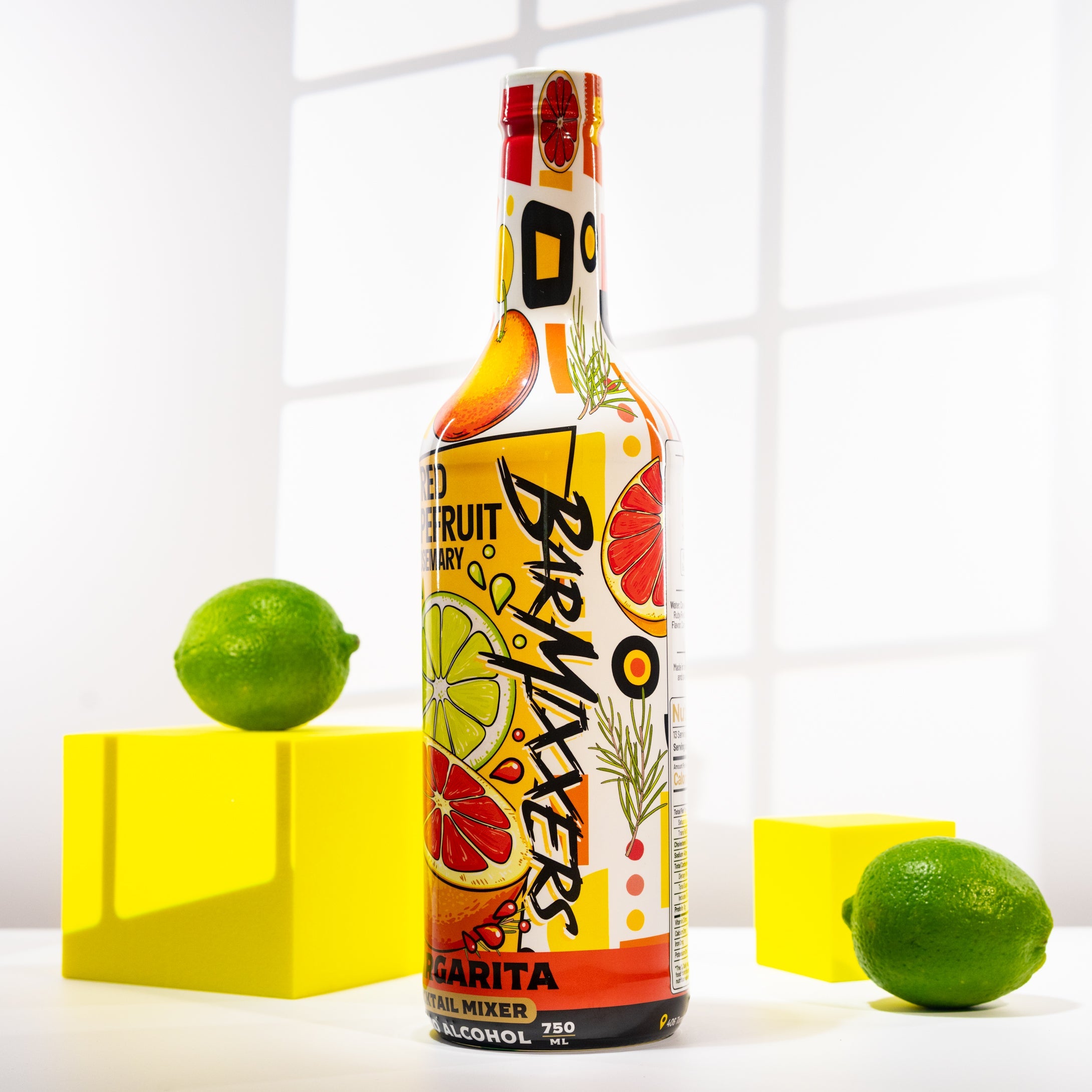 750ml bottle of red grapefruit rosemary margarita mix for craft cocktails and mocktails — view 2