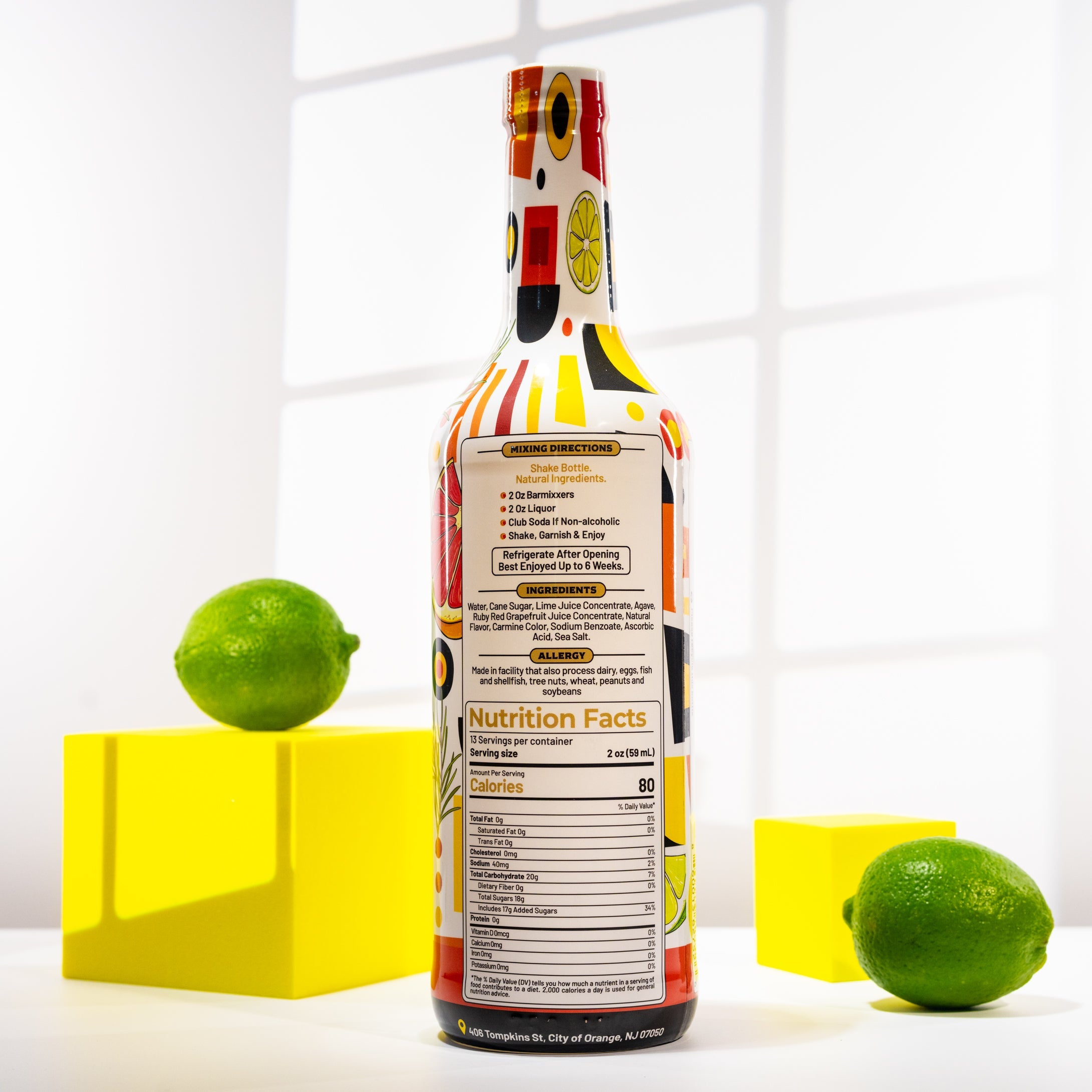 750ml bottle of red grapefruit rosemary margarita mix for craft cocktails and mocktails — view 3