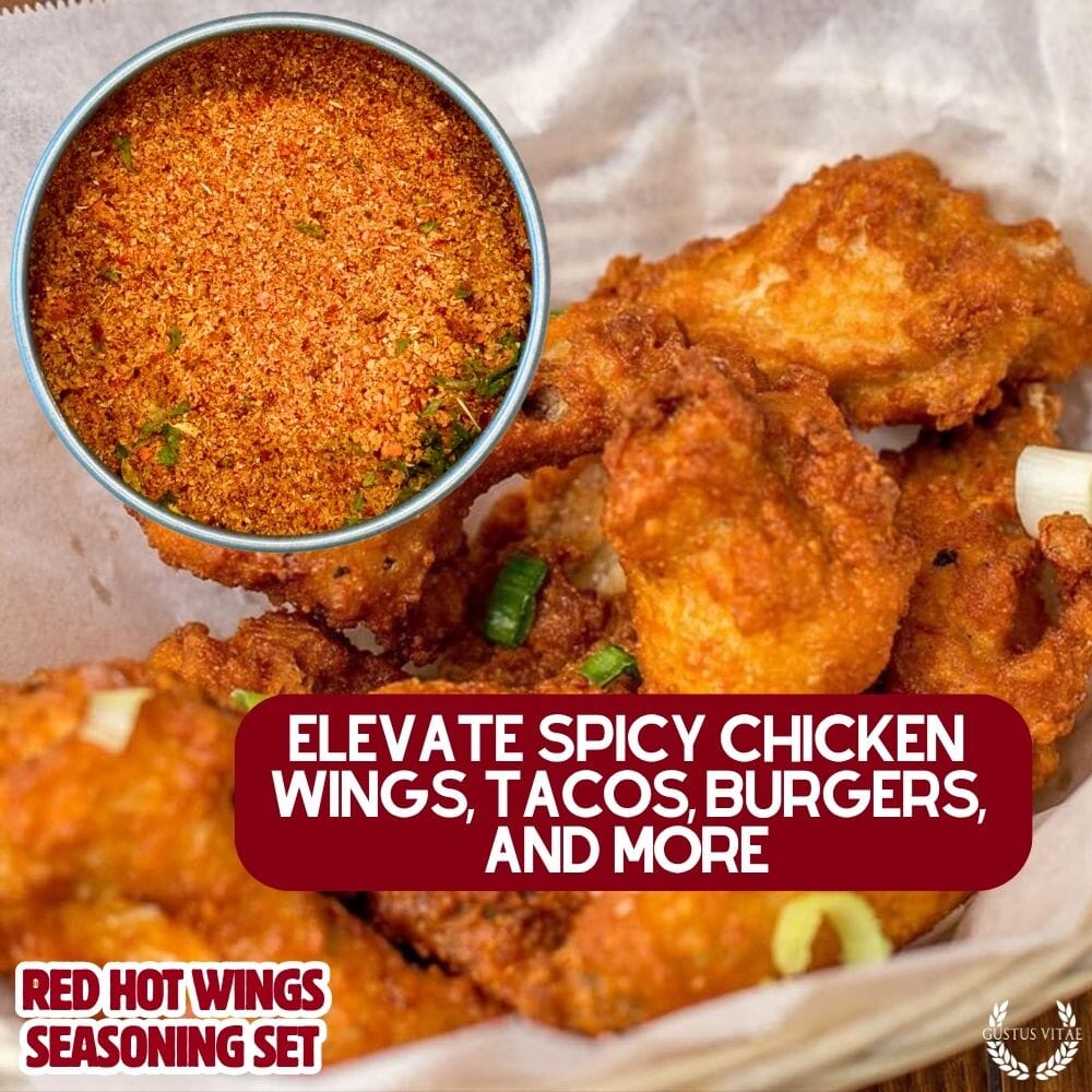 Red Hot Wings seasoning set featuring six magnetic tins of artisan spice and rub blends — view 5