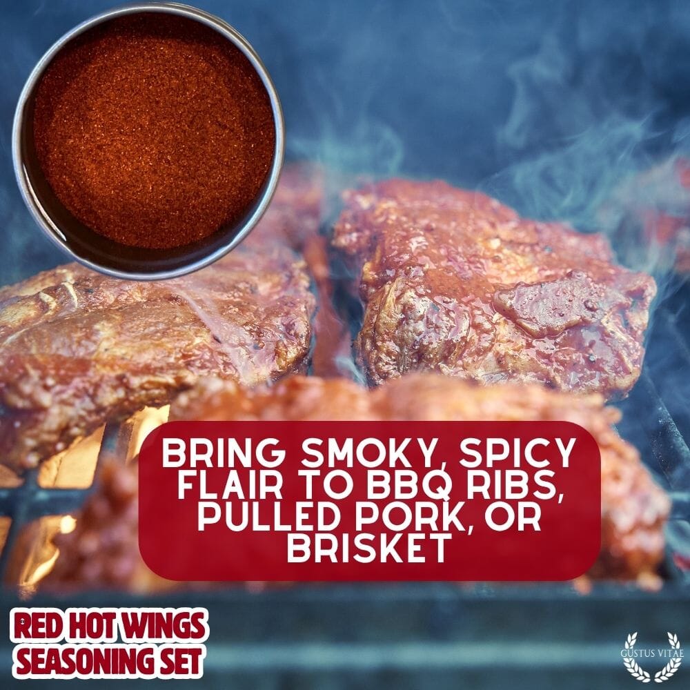Red Hot Wings seasoning set featuring six magnetic tins of artisan spice and rub blends — view 3