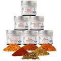 Red Hot Wings seasoning set featuring six magnetic tins of artisan spice and rub blends