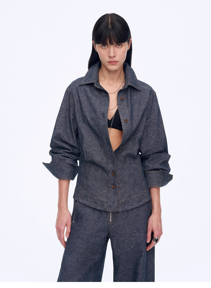 Refreshing breathable twill linen deconstructed silhouette old money style waist shirt top"Berlin Afternoon Tea"