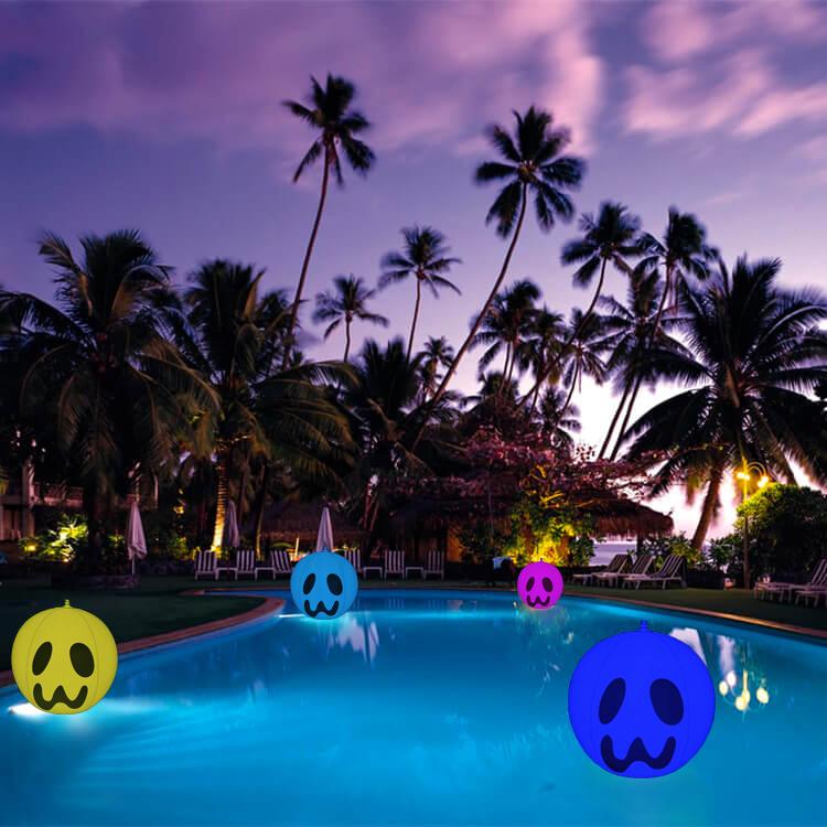 Inflatable 16-inch floating LED beach ball with vibrant RGB color lighting for outdoor garden decor — view 3