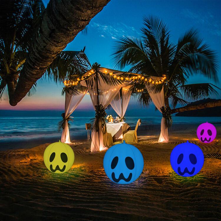 Inflatable 16-inch floating LED beach ball with vibrant RGB color lighting for outdoor garden decor — view 2