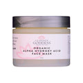 Jar of organic AHA face mask for gentle skin exfoliation and anti-aging radiant glow
