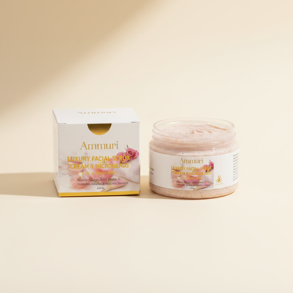 Ammuri retinol facial scrub and exfoliating cream for smooth skin in elegant packaging