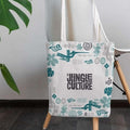Foldable reusable canvas tote bag with long shoulder straps made of sustainable organic cotton blend