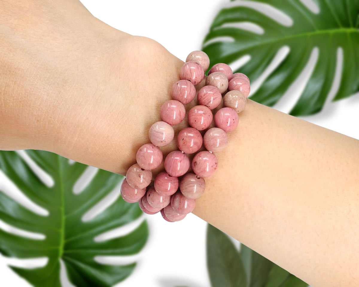 Rhodonite Beaded Crystal Bracelet-1