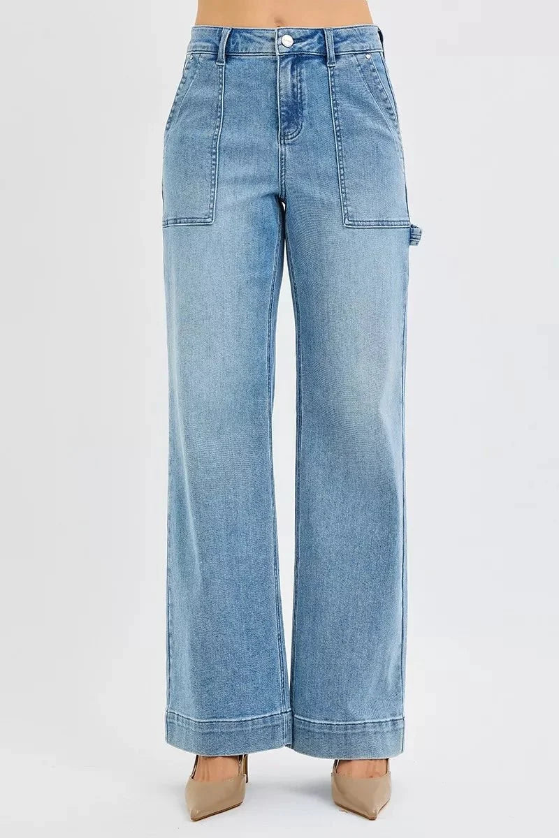 RISEN Full Size High Rise Straight Leg Jeans with Front Pockets Plus Size-2
