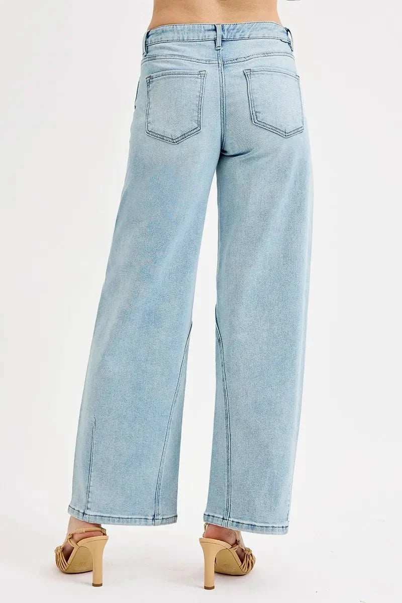 RISEN Full Size Mid Rise Fit Barrel Jeans Plus Size-4