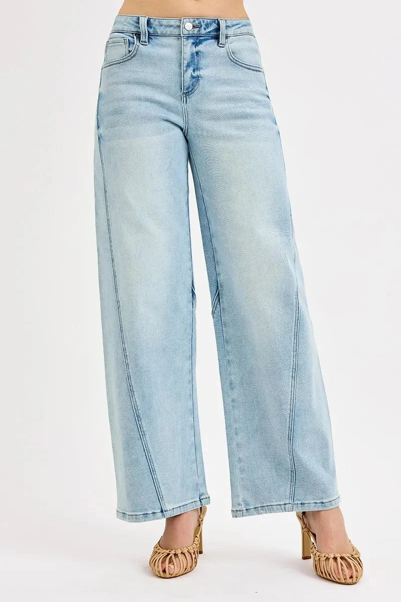 RISEN Full Size Mid Rise Fit Barrel Jeans Plus Size-2