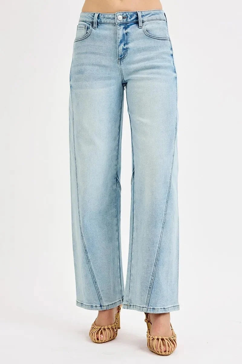 RISEN Full Size Mid Rise Fit Barrel Jeans Plus Size-1
