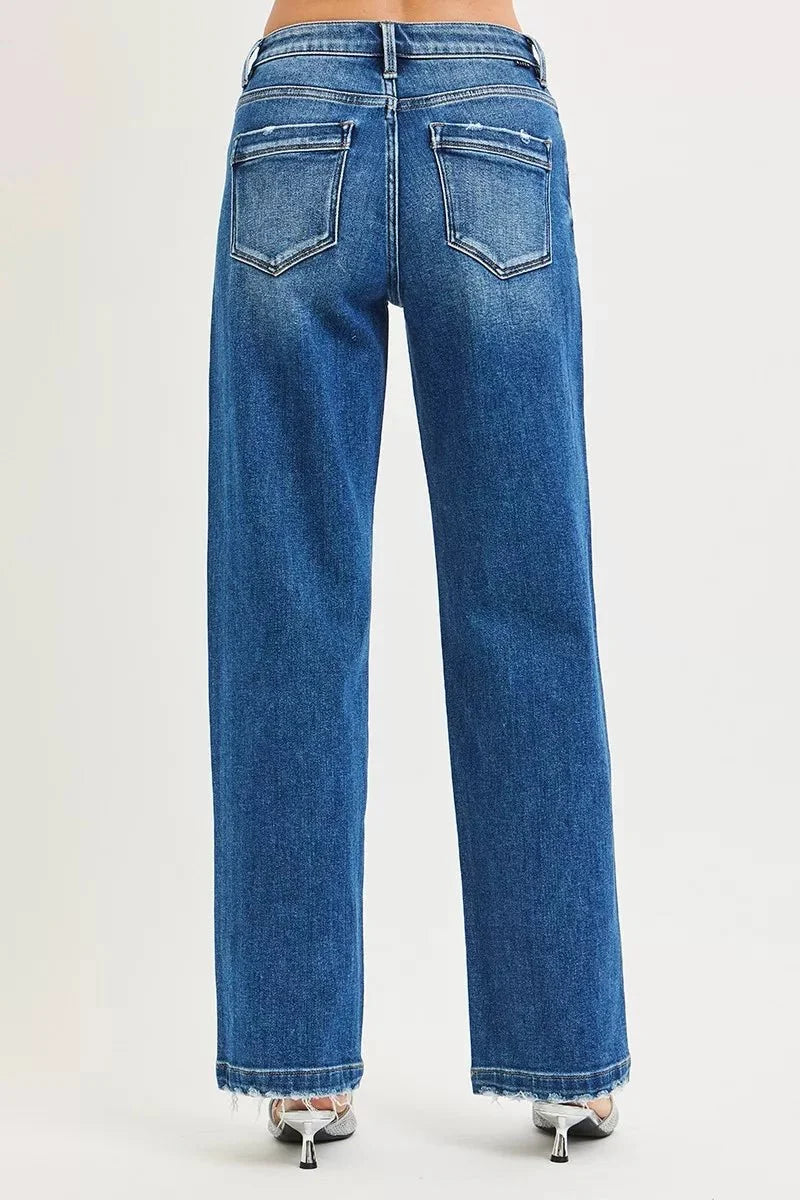 RISEN Full Size Slouchy Baggy Jeans Pocket Side Seam Detail Plus Size-4