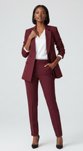 The burgundy 2-piece asymmetrical pantsuit (UK size 12)-0