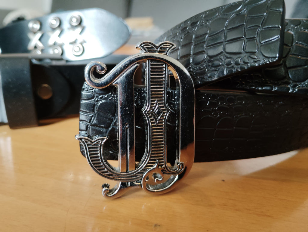 DON JOHN leather belt featuring a sleek metallic buckle and premium durable black strap — view 5