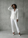 White double breasted shawl lapel pants suit (UK size 16)-1