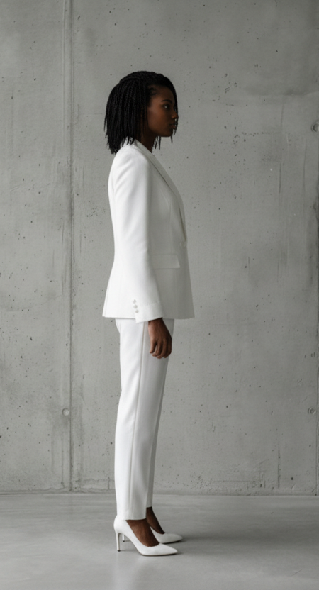 White double breasted shawl lapel pants suit (UK size 16)-2