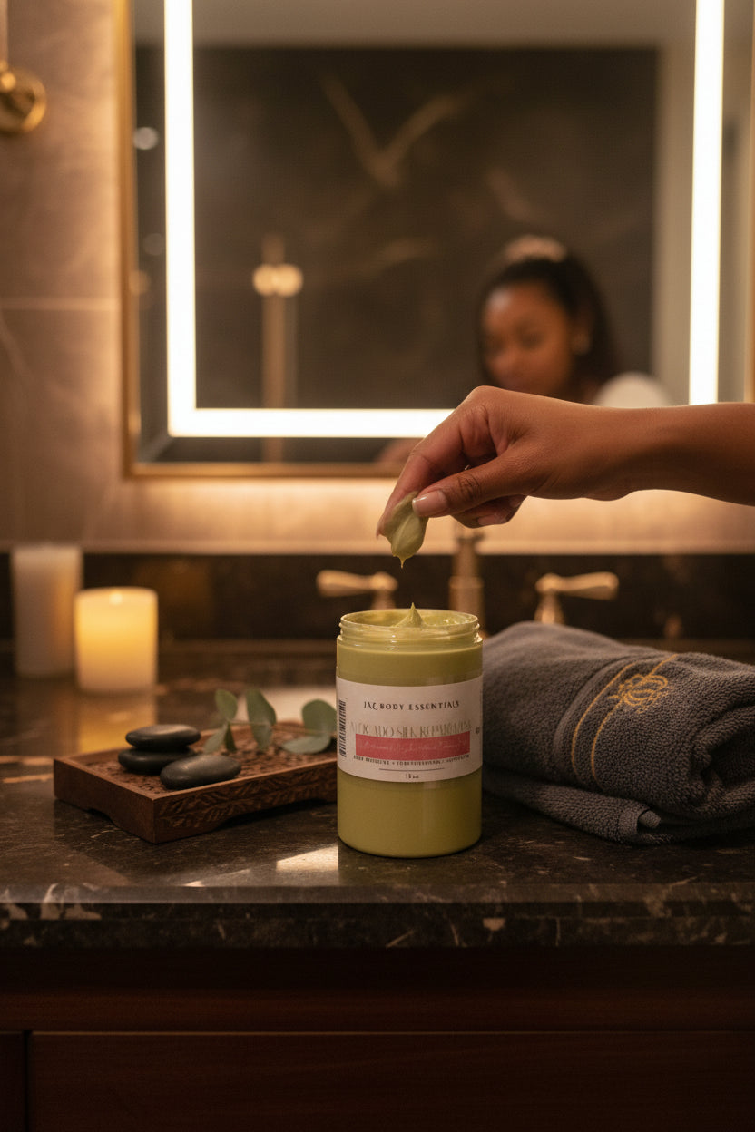 8oz avocado hair mask deep conditioner tub showing rich green hydrating cream for dry hair — view 3