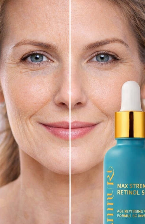 Ammuri Retinol MAX 5% anti-ageing face serum in a sleek dropper bottle for evening skincare — view 5