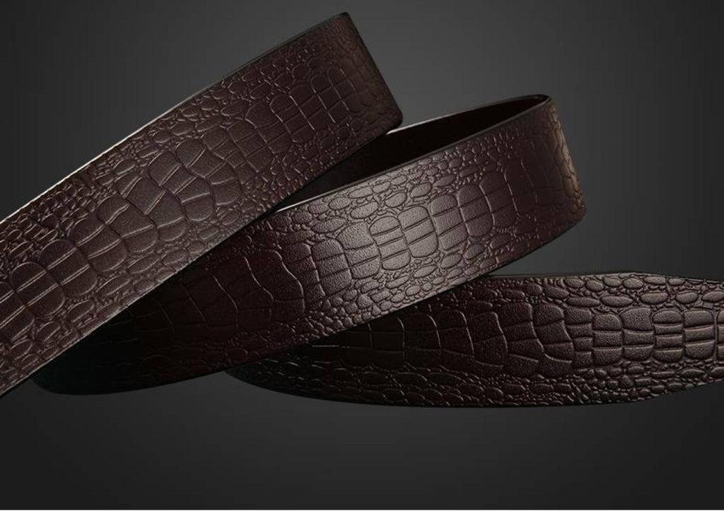 DON JOHN leather belt featuring a sleek metallic buckle and premium durable black strap — view 2