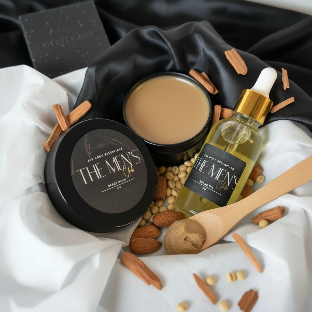 Men's Club natural jojoba beard oil and beeswax balm set in premium gift box — view 2