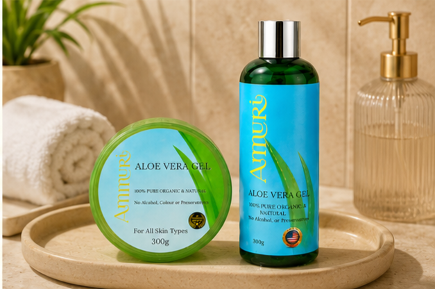 Ammuri Aloe Vera Gel Set 2 Pack Jar + Bottle | Face, Body, Hair & After Sun Care-3
