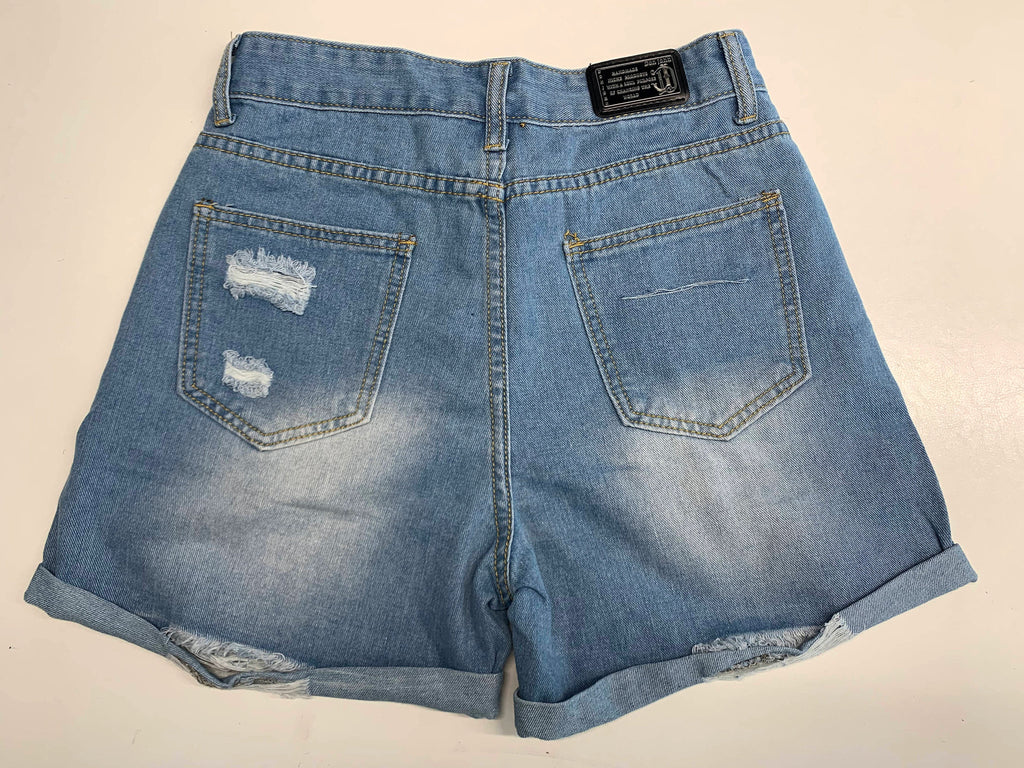 Handmade women's distressed raw denim cutoff jean shorts perfect for casual summer wear — view 5