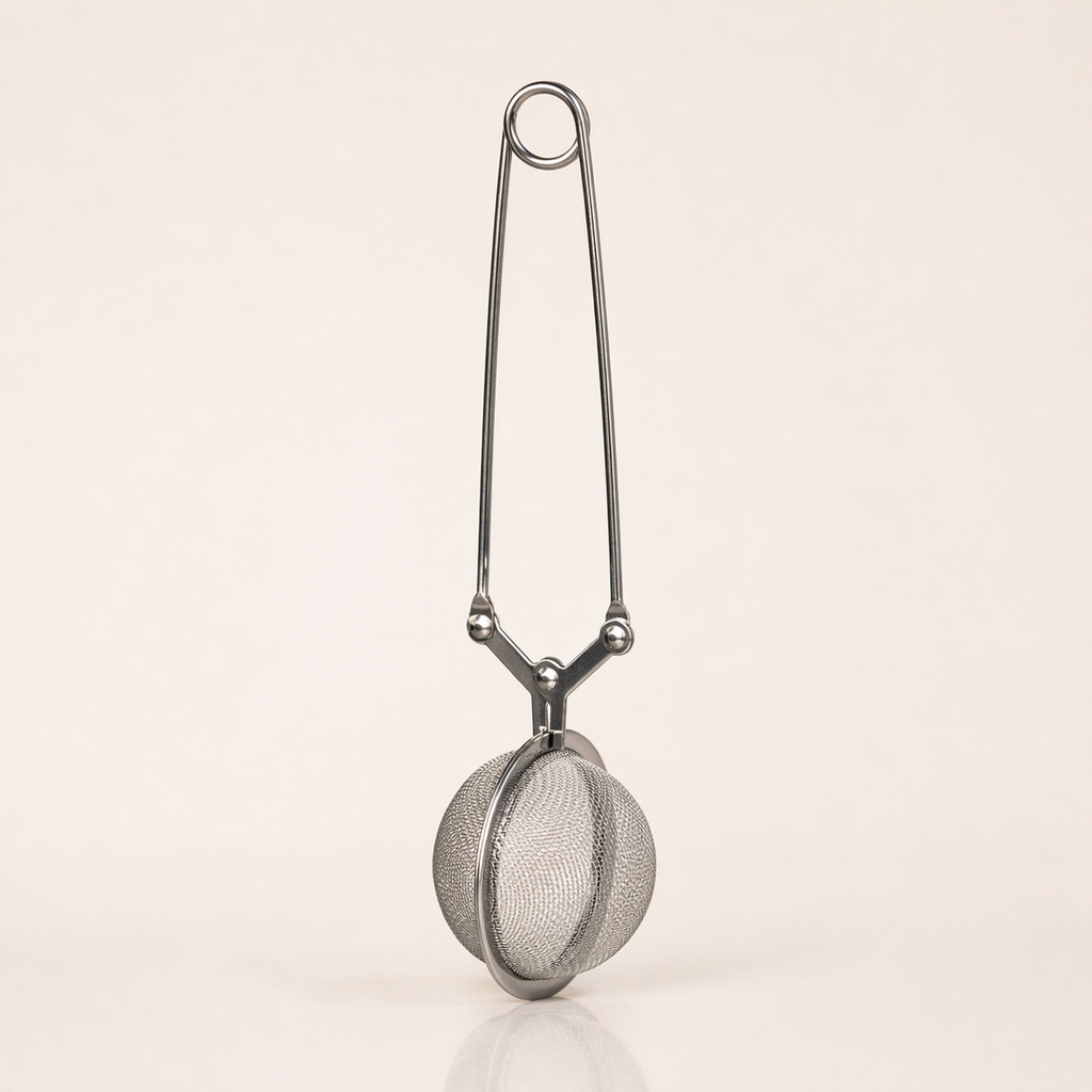 Stainless steel loose leaf tea infuser with fine mesh and extended handle