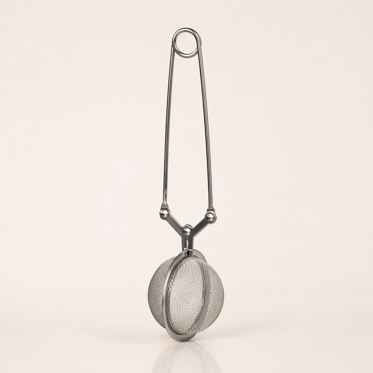 Stainless steel loose leaf tea infuser with fine mesh and extended handle